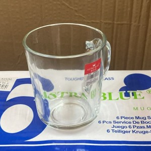 طقم كاسات ماغ شاي برميل 6 قطع زجاج سادة 160 مل ملس  doyalex ASTRA BLUE